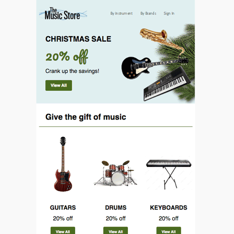 Christmas Holiday Simple Green Music Store